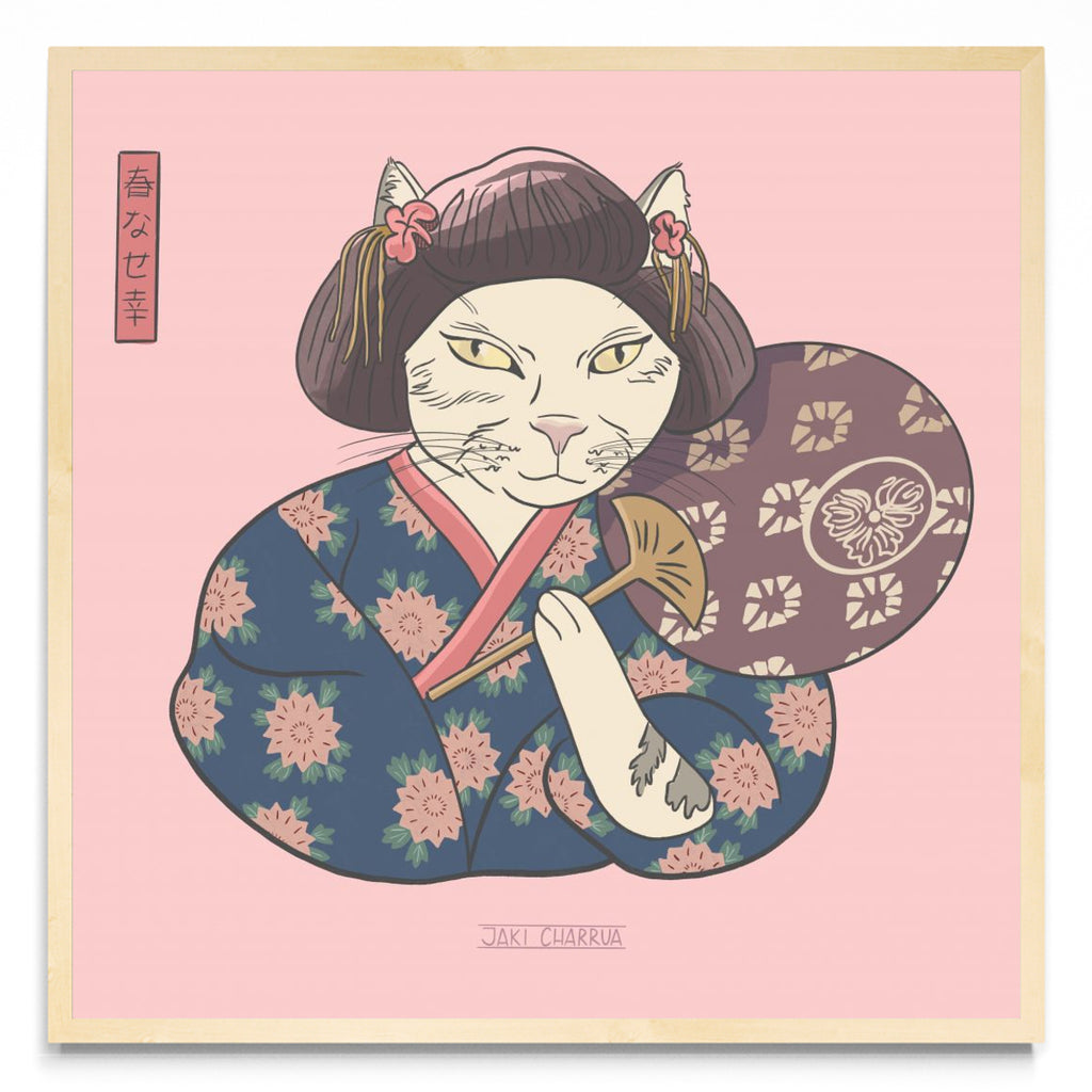 Geisha Cat Rosa - Cuadrado MC