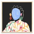 La cara azul y las flores blancas - Cuadrado MC