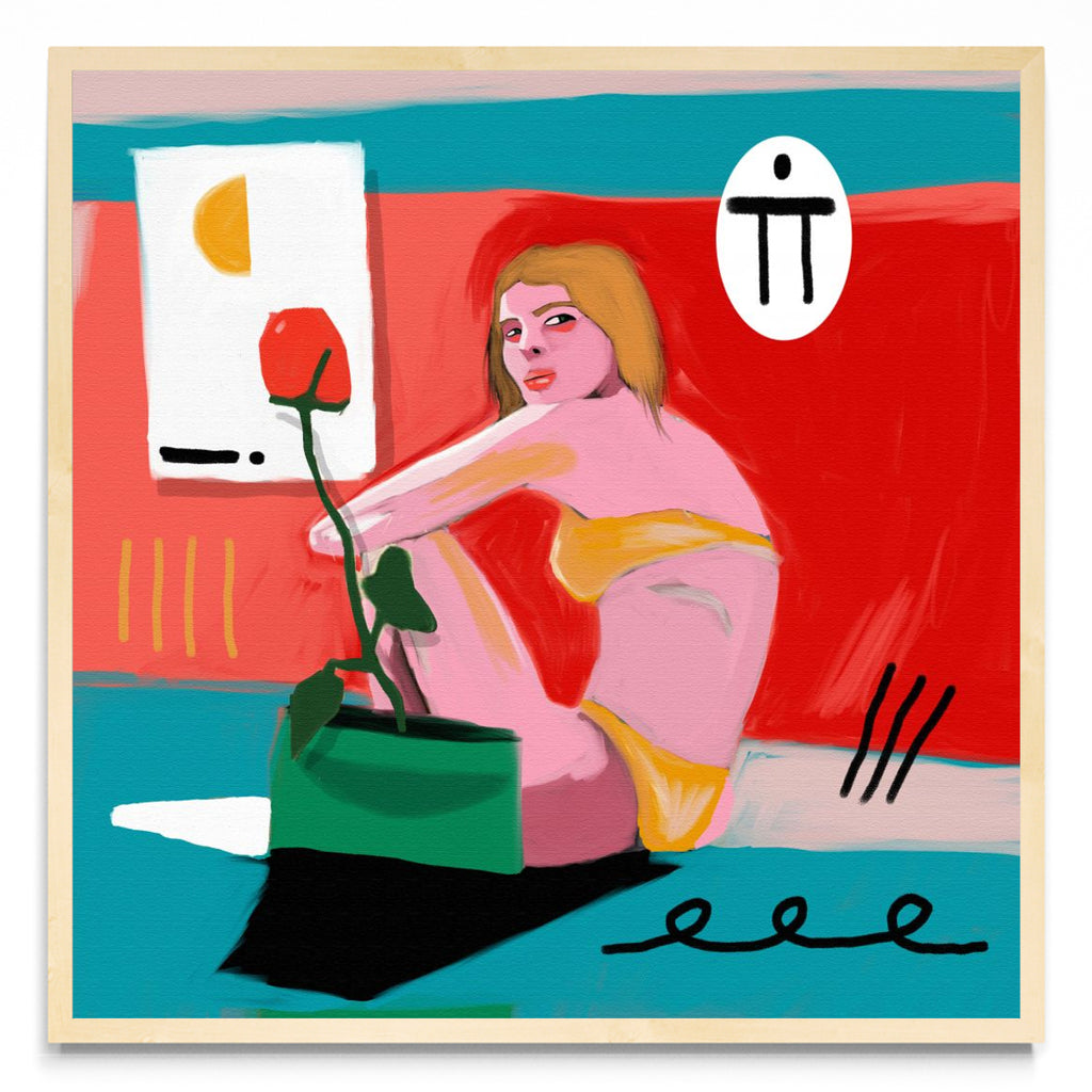 Mujer y rosa - Cuadrado MC