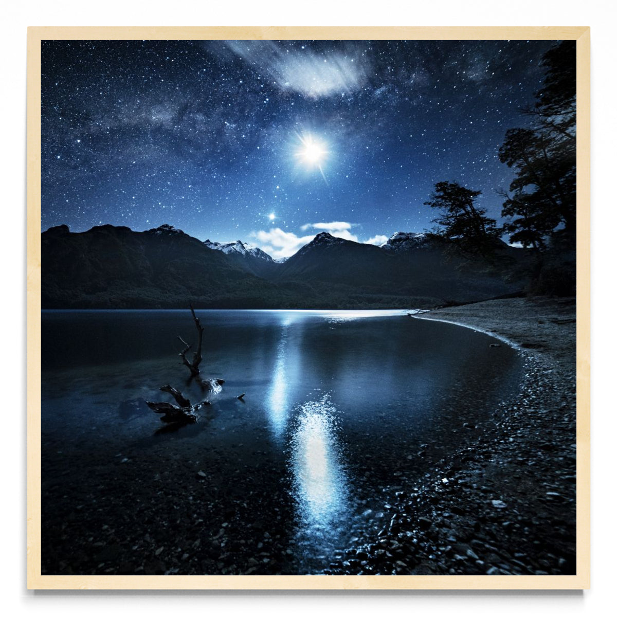 Venus y la luna reflejadas sobre el lago - Cuadrado MC