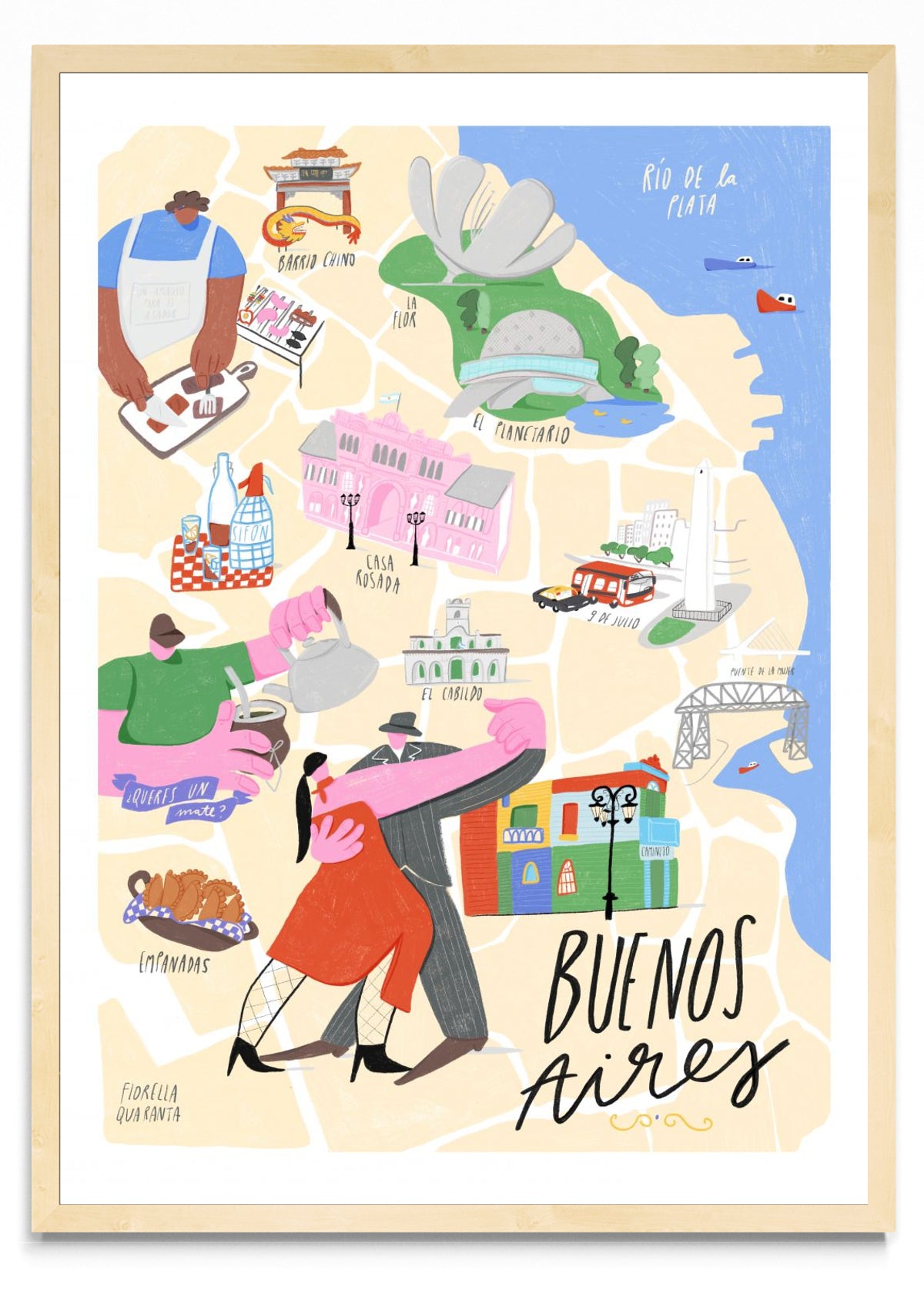 Mapa ilustrado Buenos Aires - Retrato MC