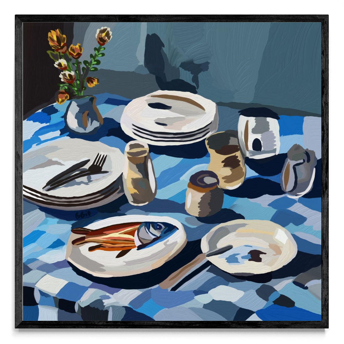 Reunión y mesa servida - Cuadrado N