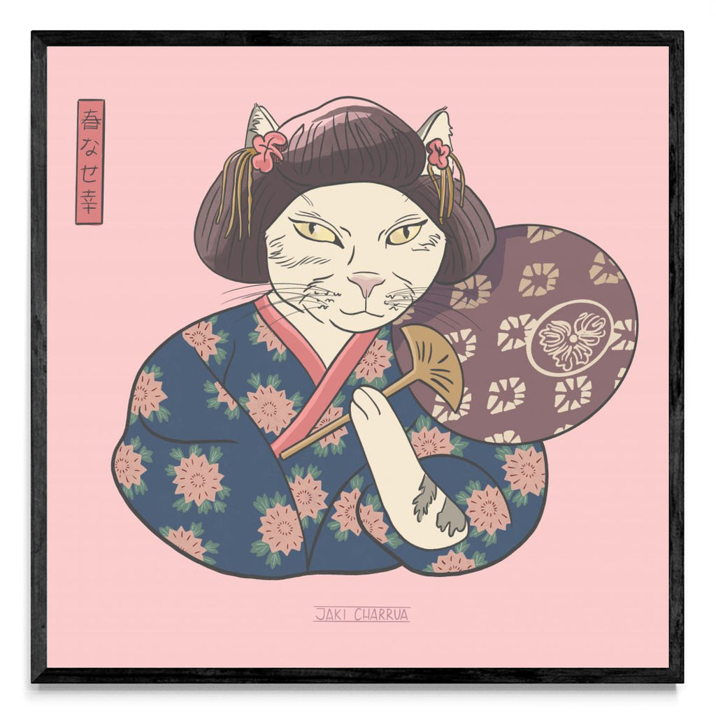 Geisha Cat Rosa - Cuadrado N