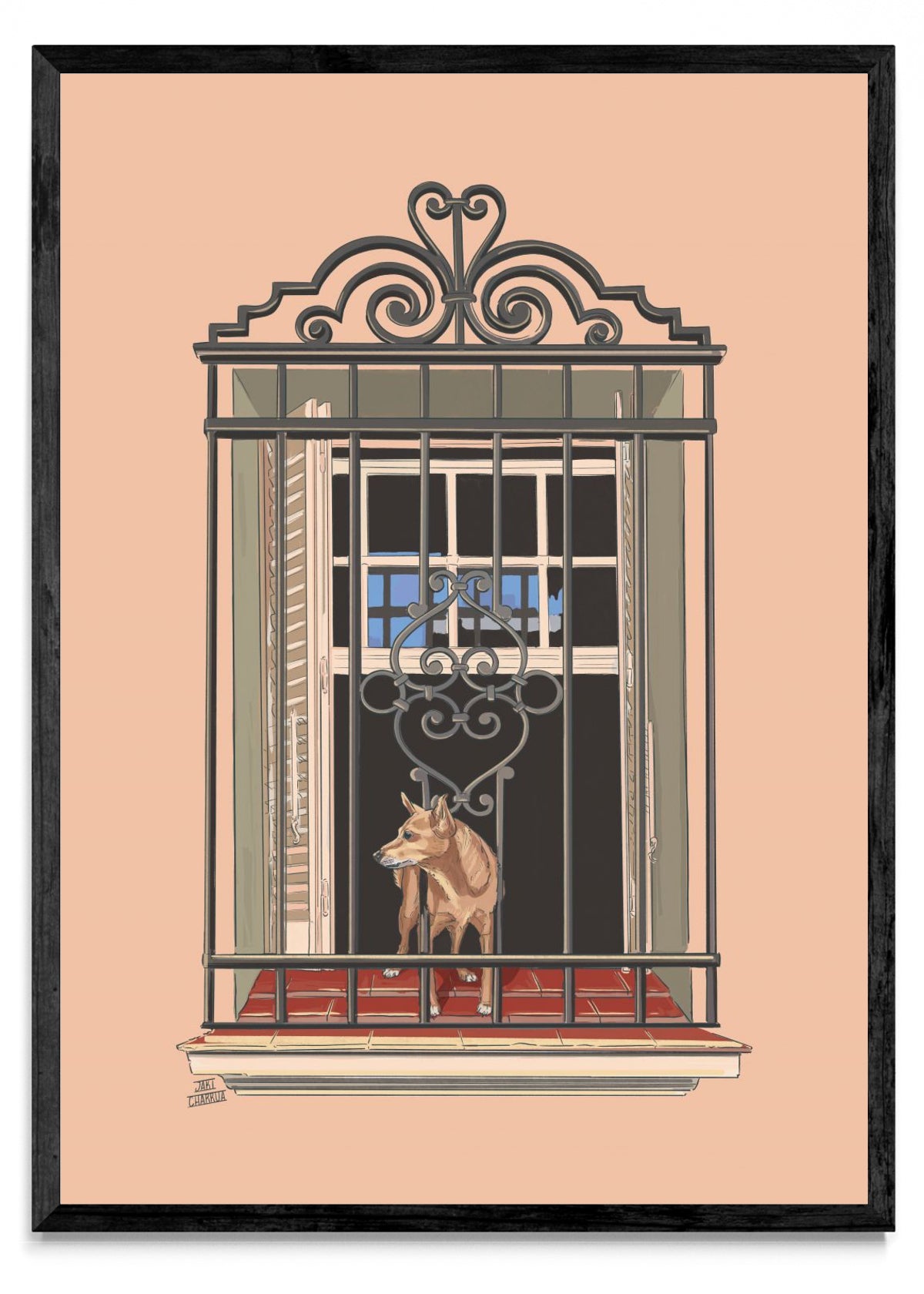 Perrito en la ventana - Retrato N