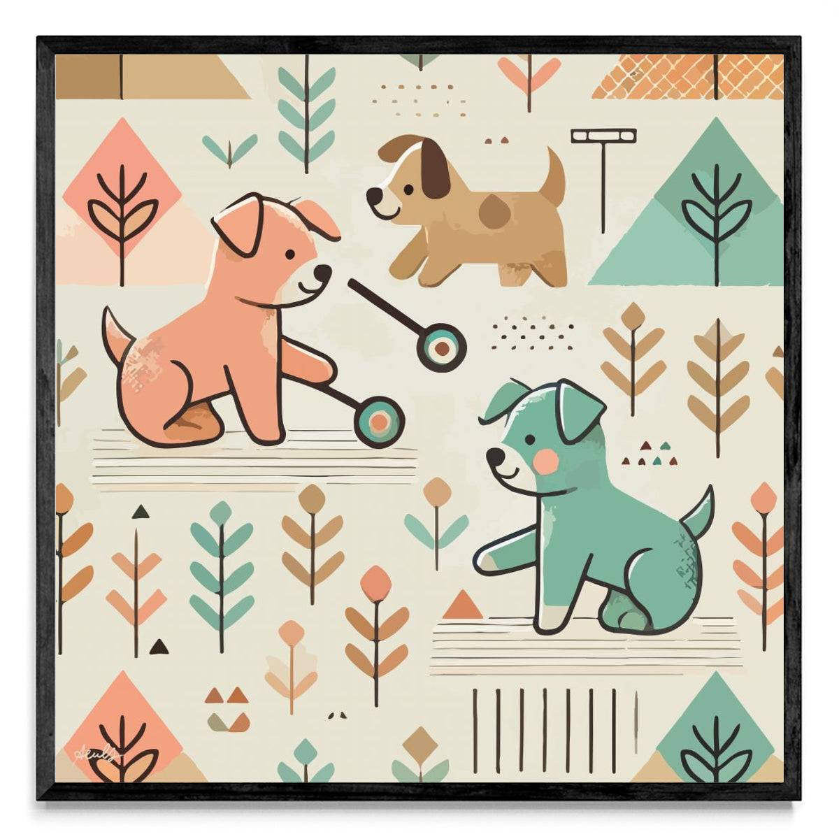 Perros Jugando - Cuadrado N
