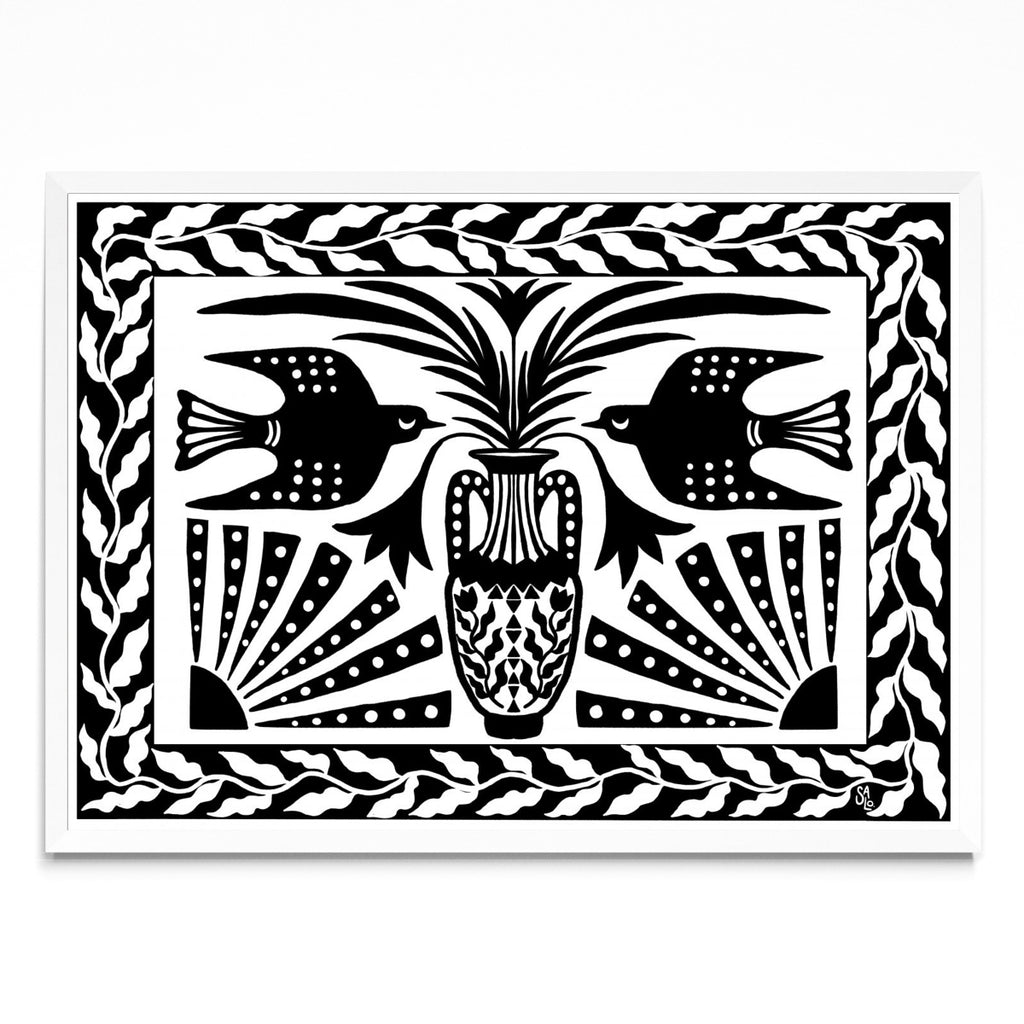 JARRÓN CON PÁJAROS - Paisaje BL