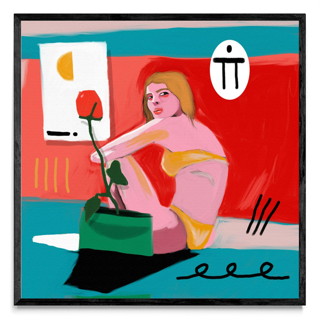 Mujer y rosa - Cuadrado N