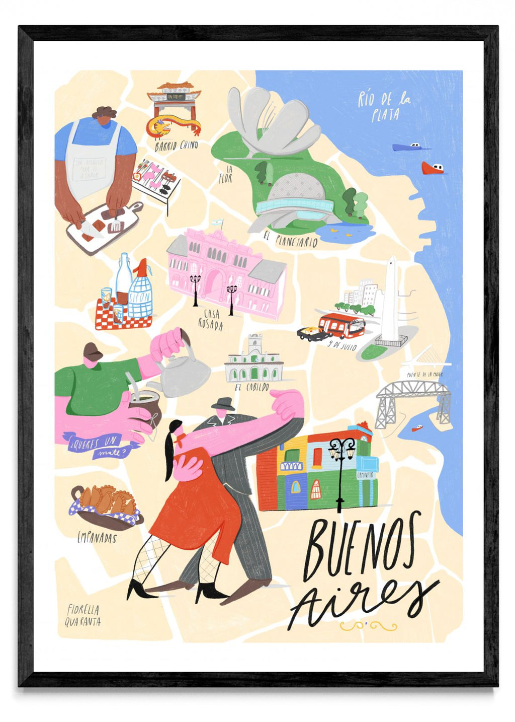 Mapa ilustrado Buenos Aires - Retrato N