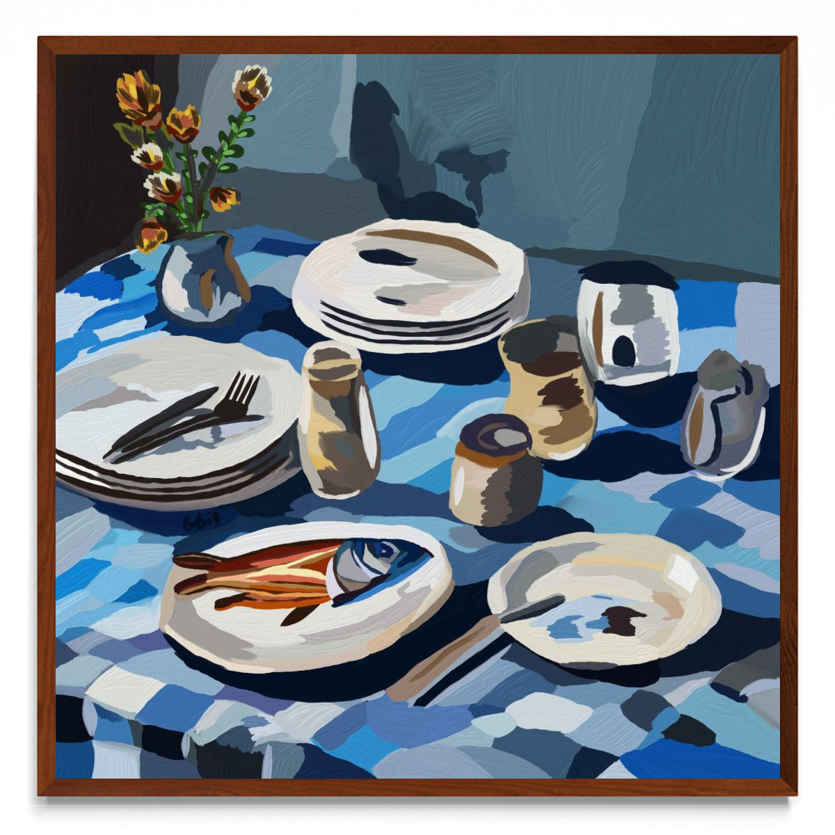 Reunión y mesa servida - cuadrado MO