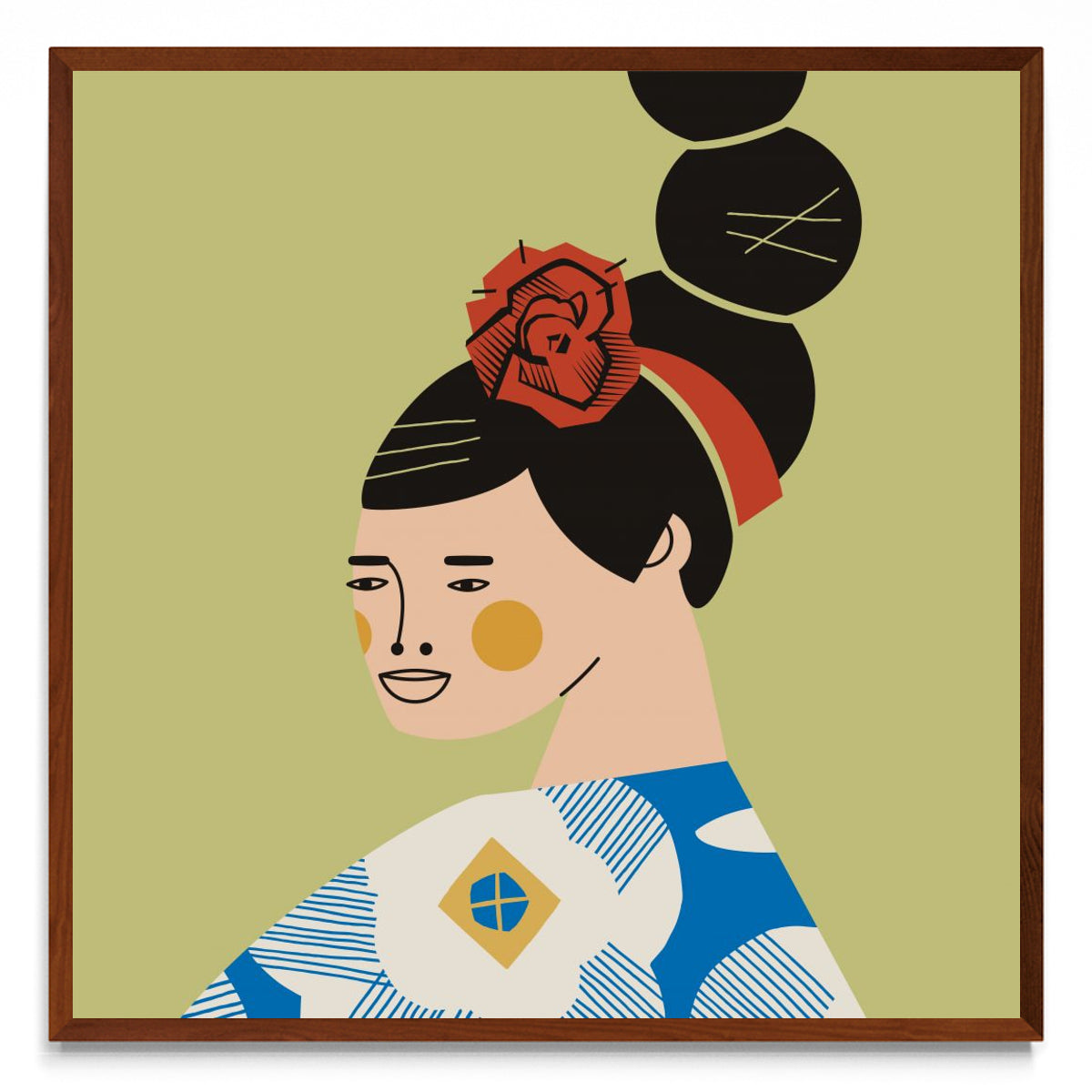 Retrato con vestido Azul - cuadrado MO