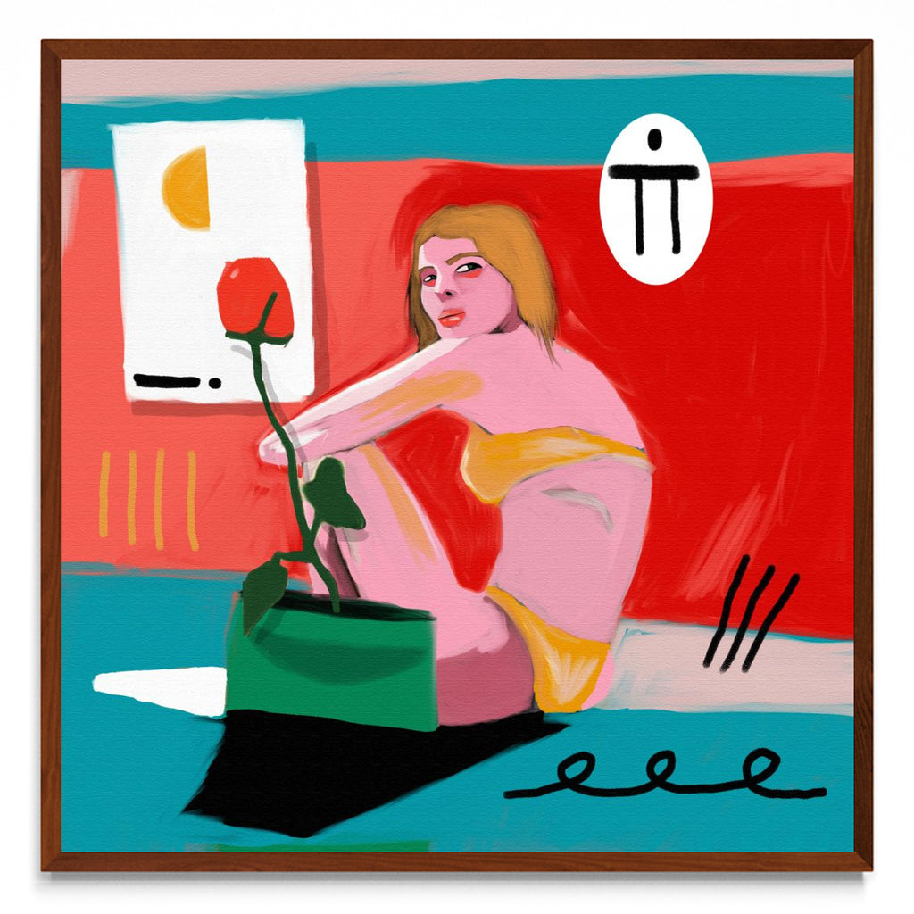 Mujer y rosa - cuadrado MO