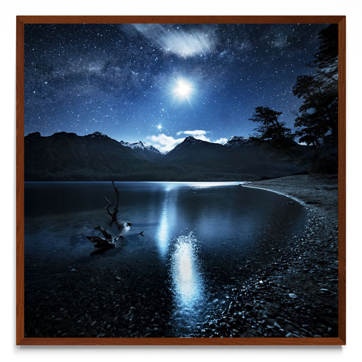 Venus y la luna reflejadas sobre el lago - cuadrado MO