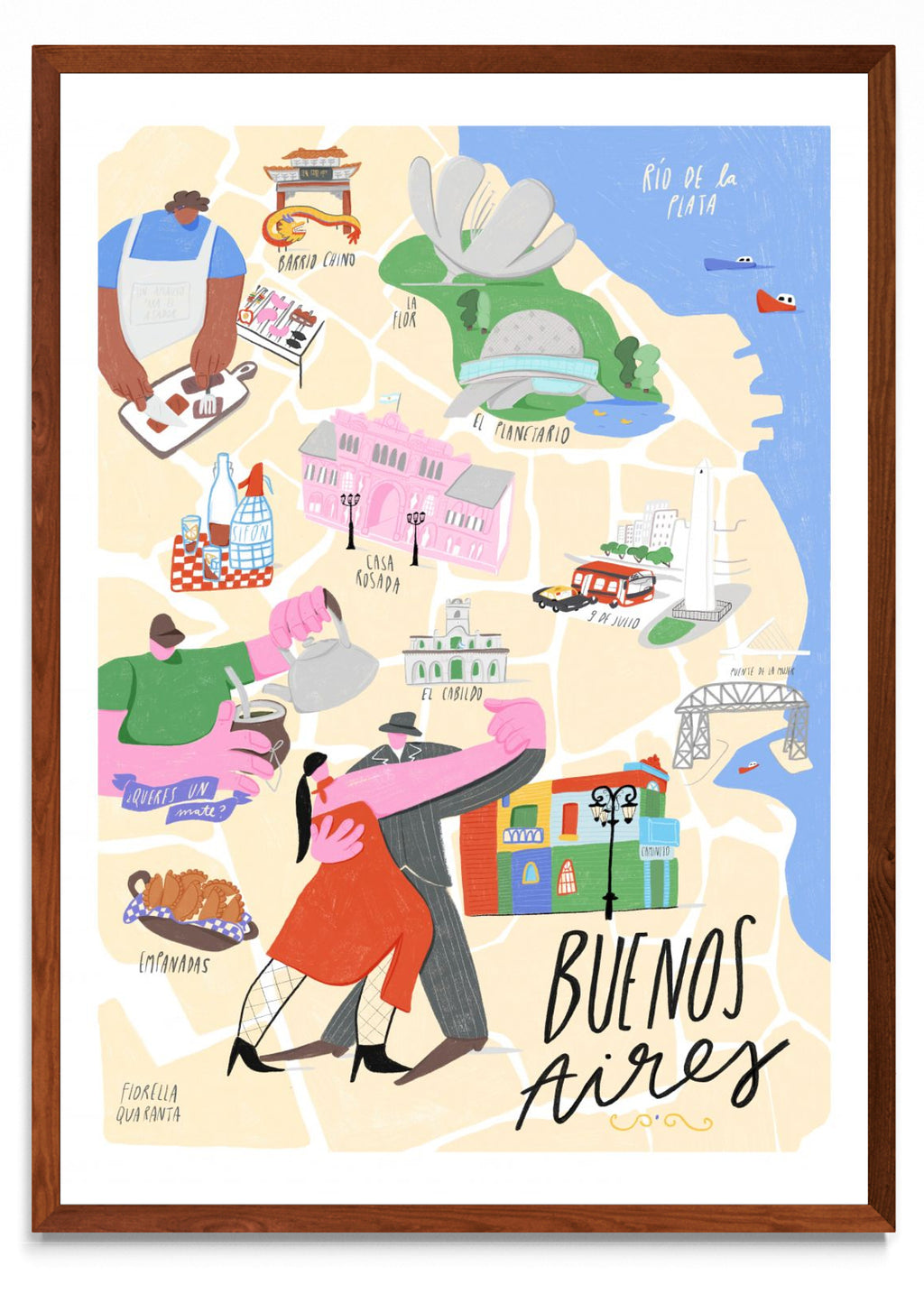 Mapa ilustrado Buenos Aires - Retrato MO