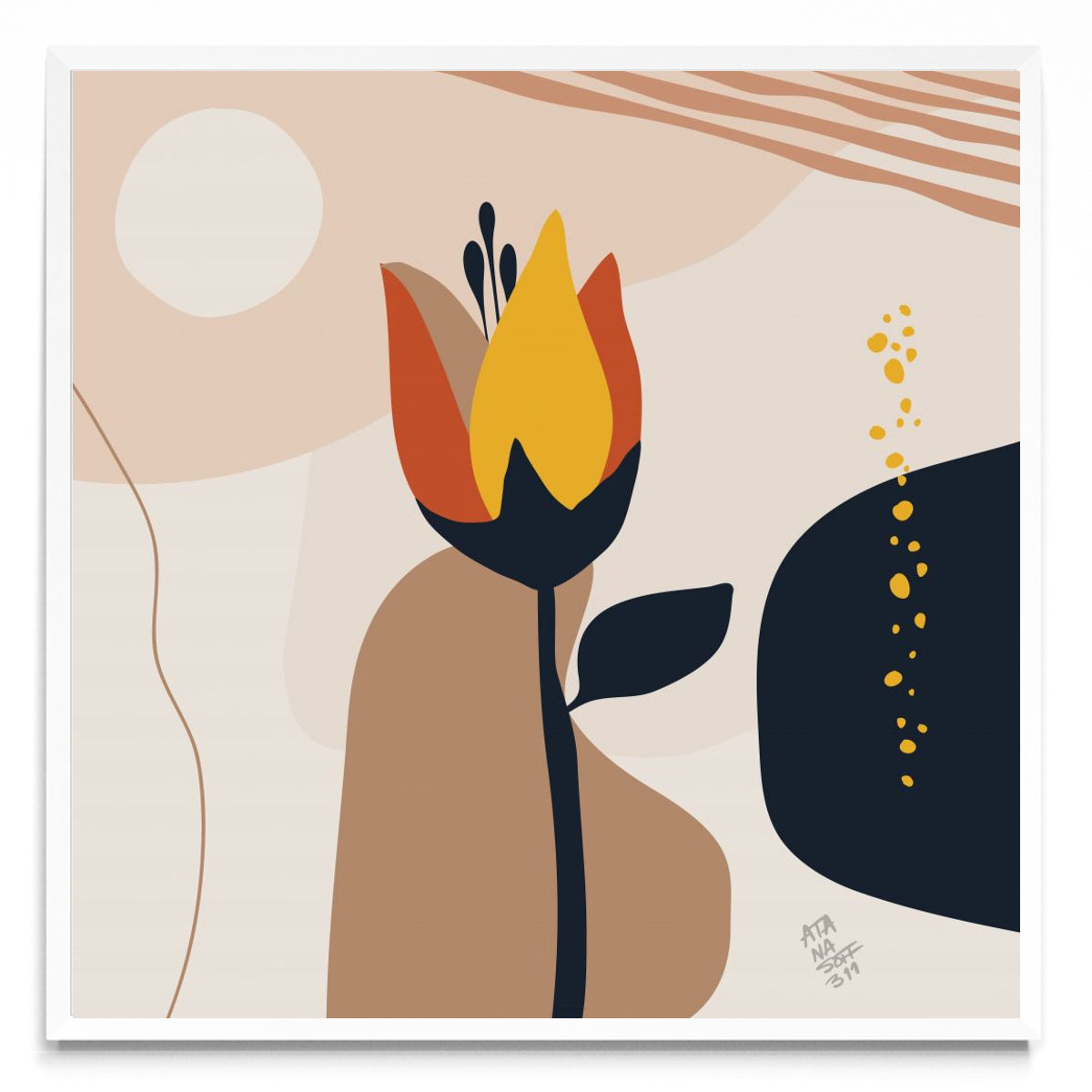 Flor sobre geometrías - Cuadrado BL