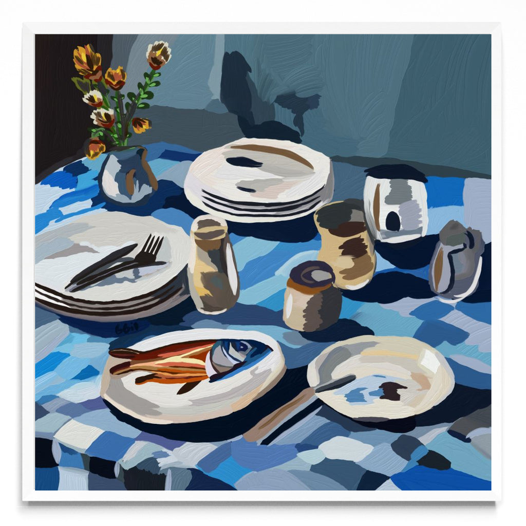 Reunión y mesa servida - Cuadrado BL