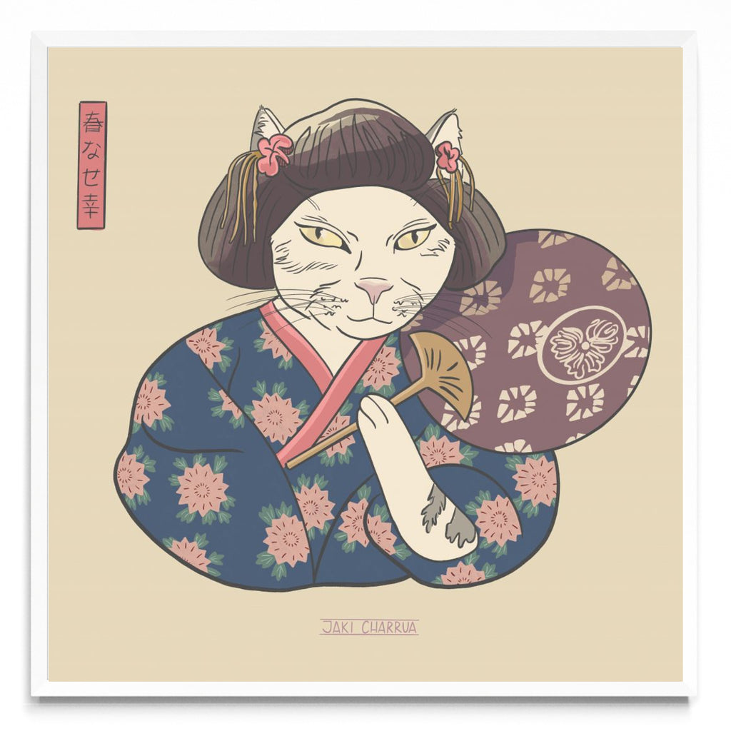 Geisha Cat Beige - Cuadrado BL