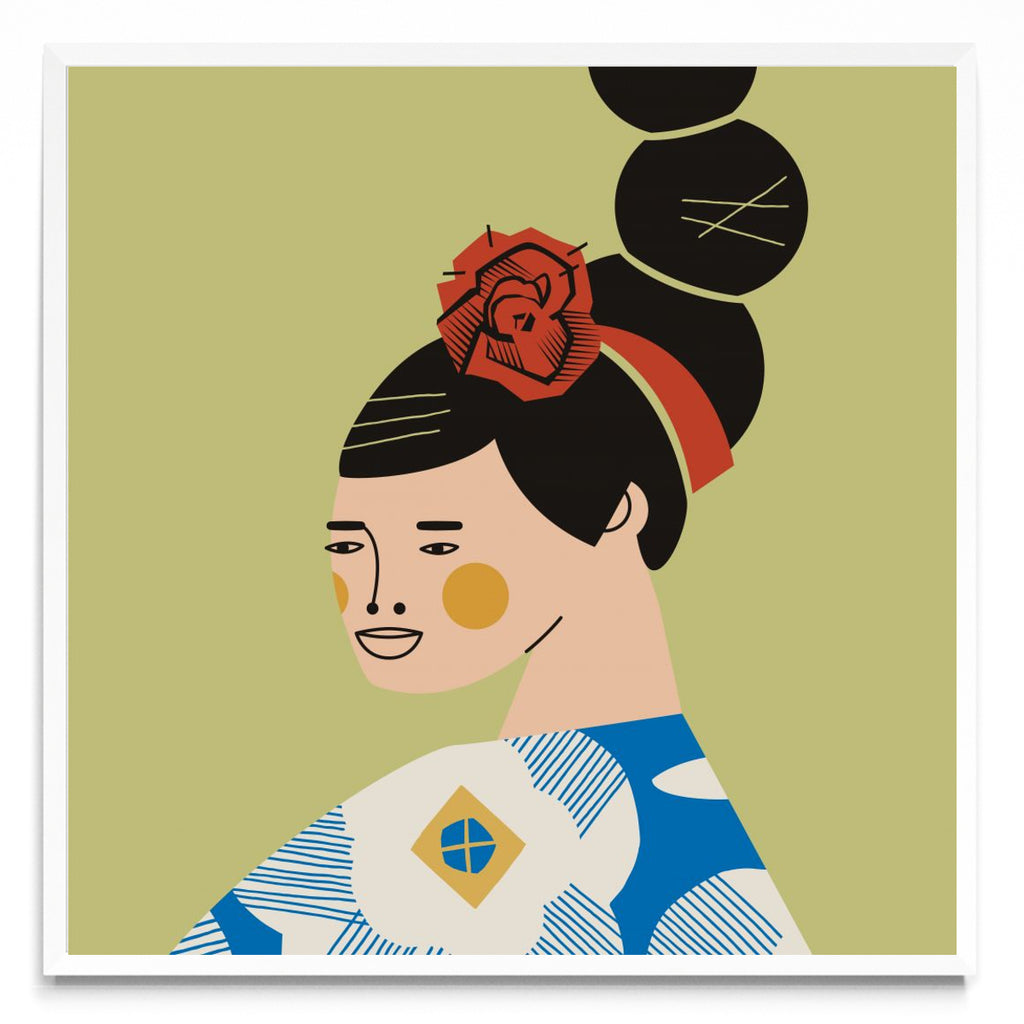 Retrato con vestido Azul - Cuadrado BL