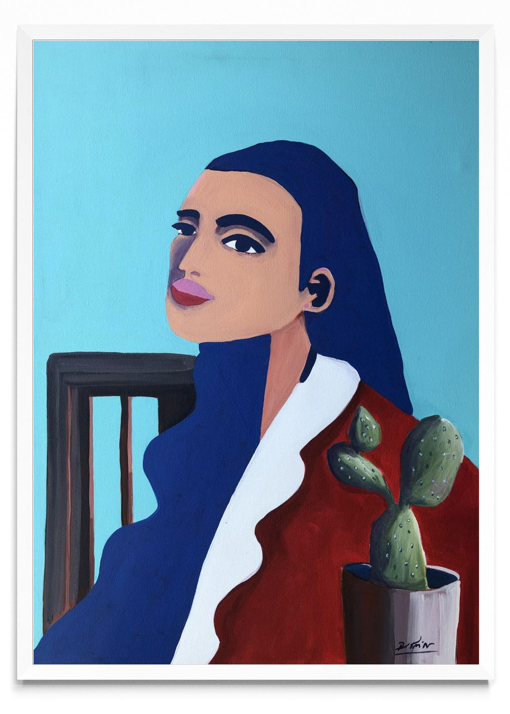 Mujer con cactus. - Retrato BL