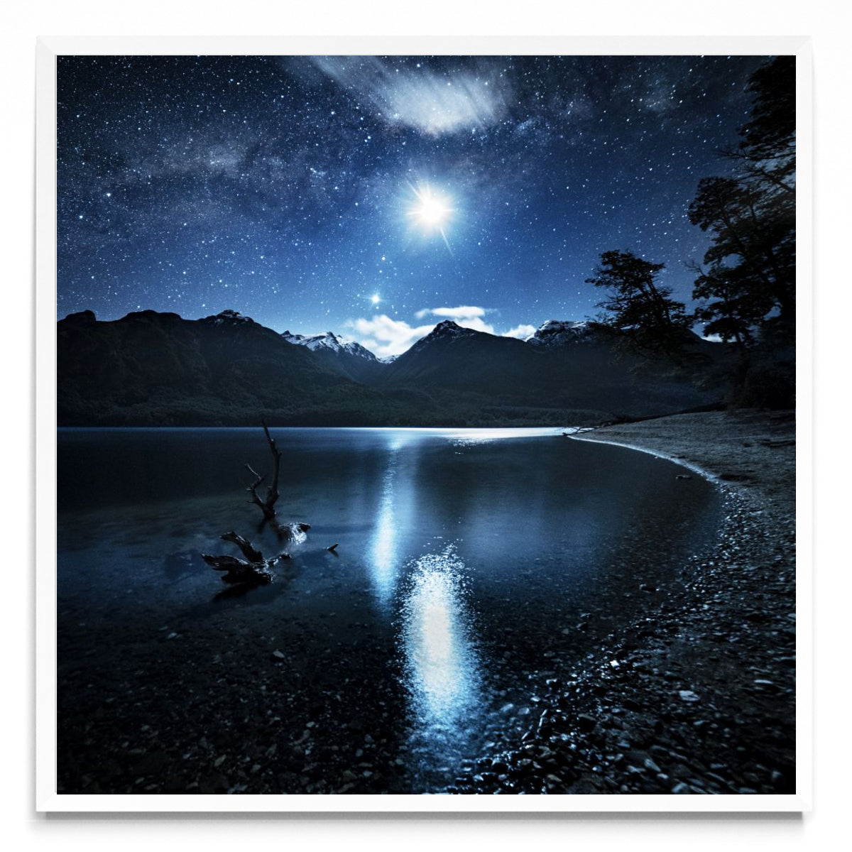 Venus y la luna reflejadas sobre el lago - Cuadrado BL