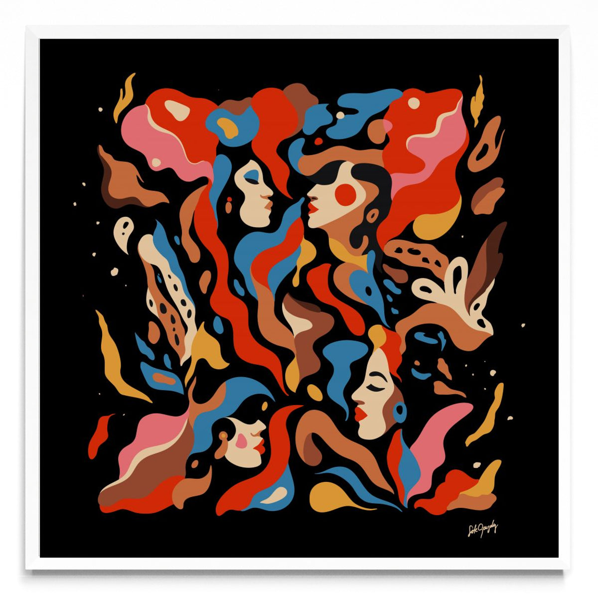 Caras de fuego - Cuadrado BL