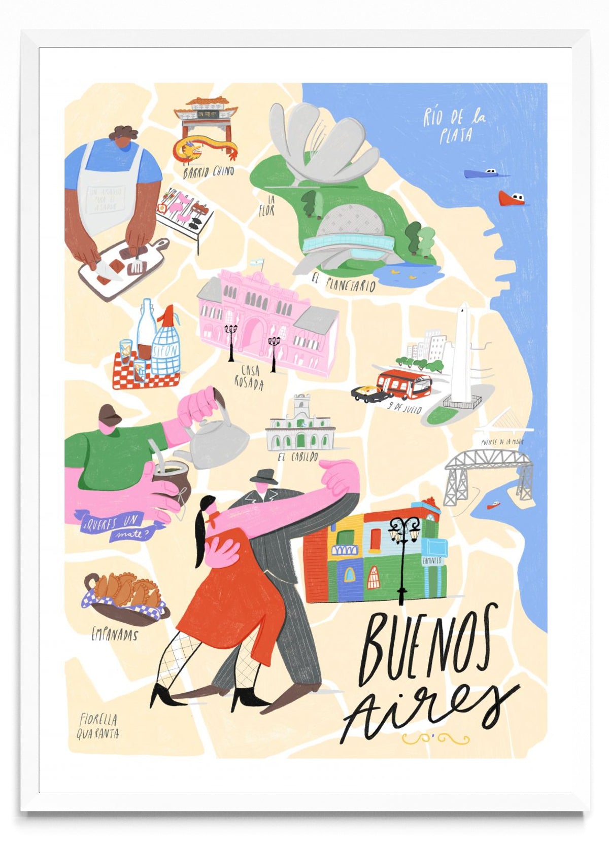 Mapa ilustrado Buenos Aires - Retrato BL