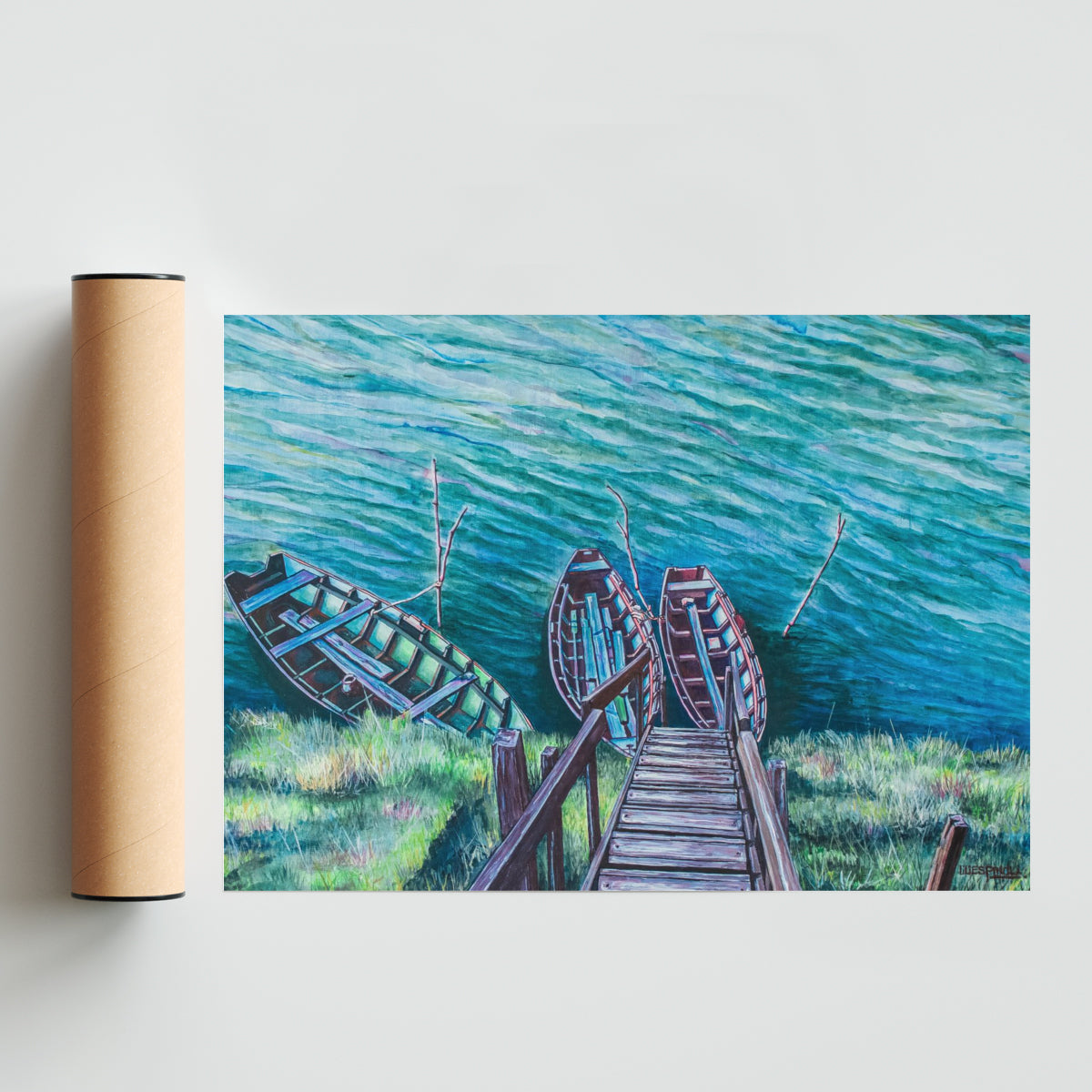 Canoas pesqueras - Paisaje Solo print