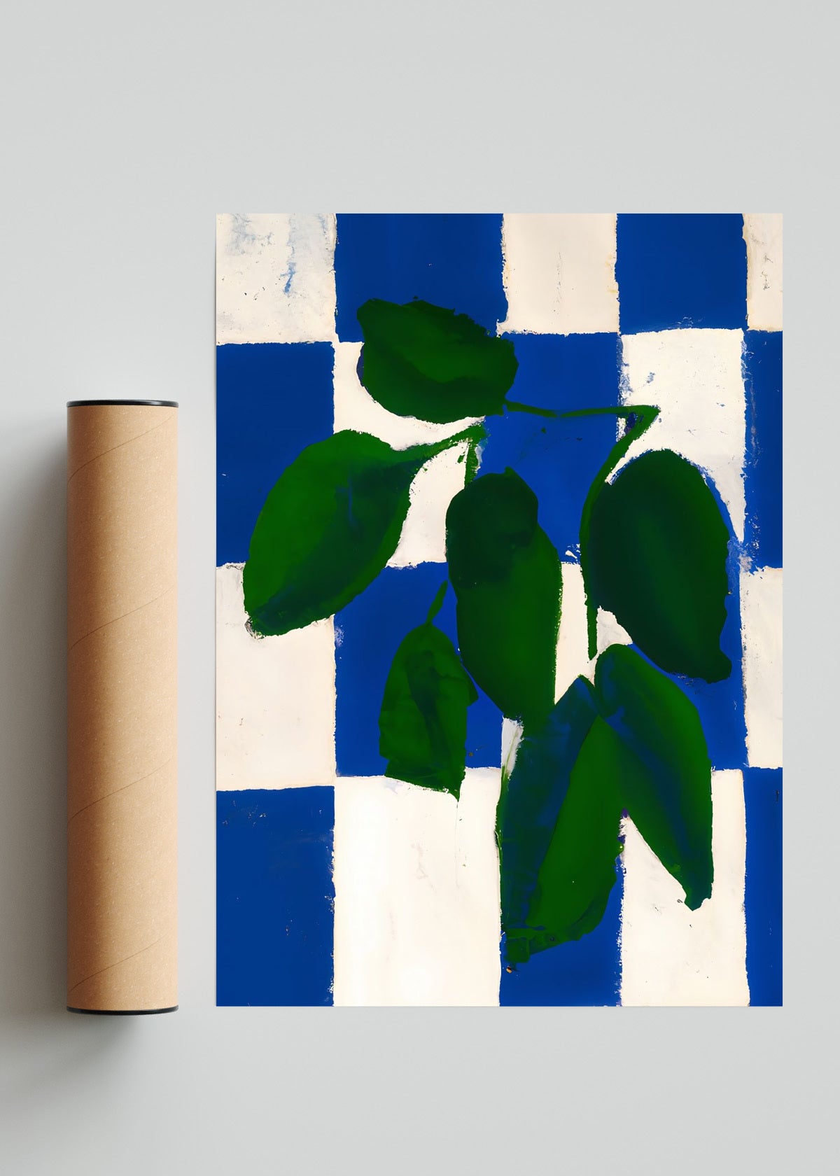 Checkered greenery - Retrato solo print