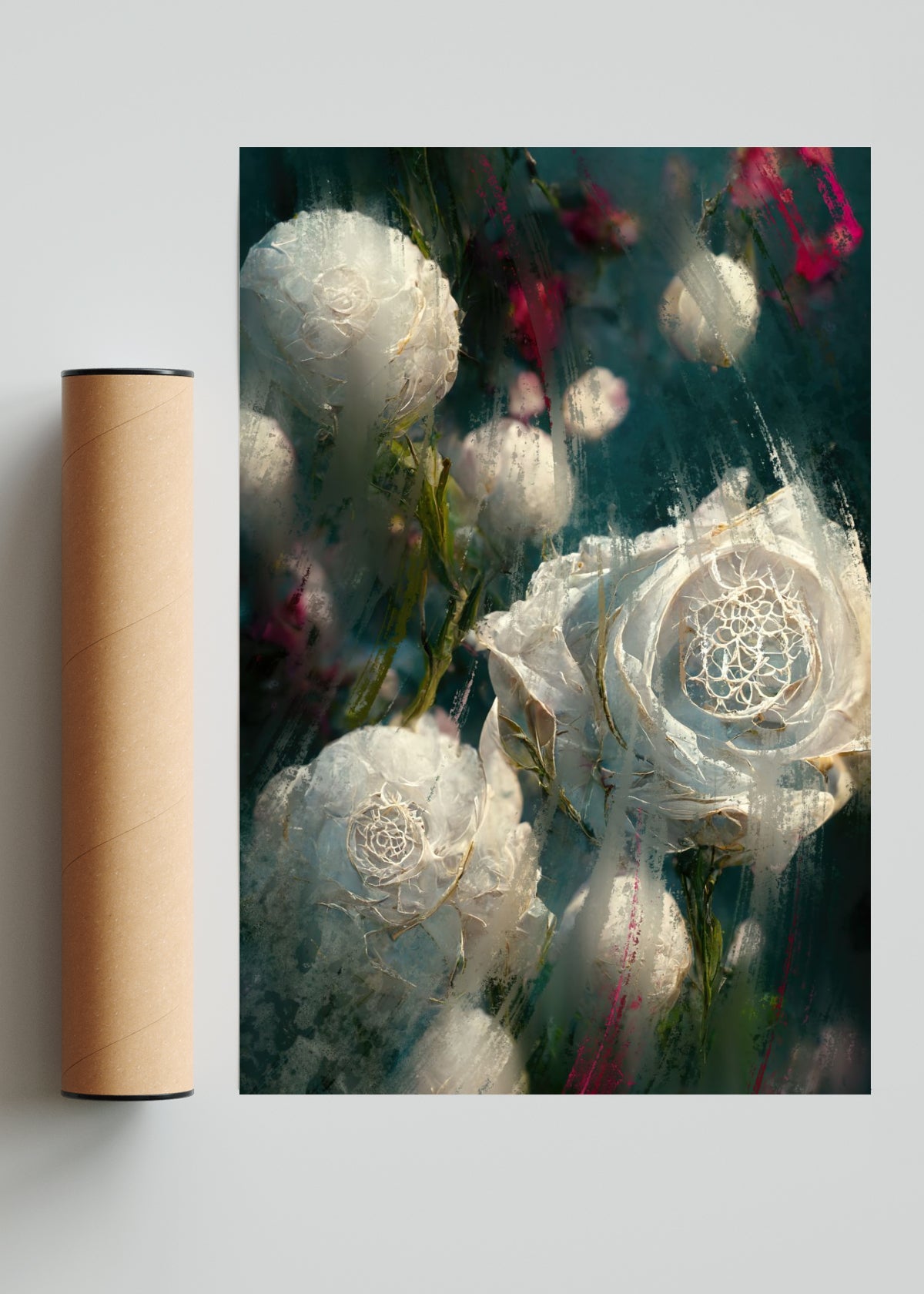 Virtual Garden - White Roses - FotoV Solo print