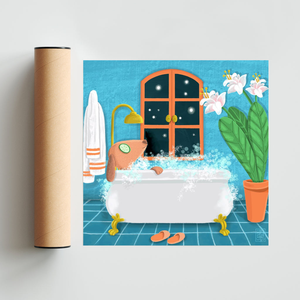 Baño nocturno - Cuadrado solo print