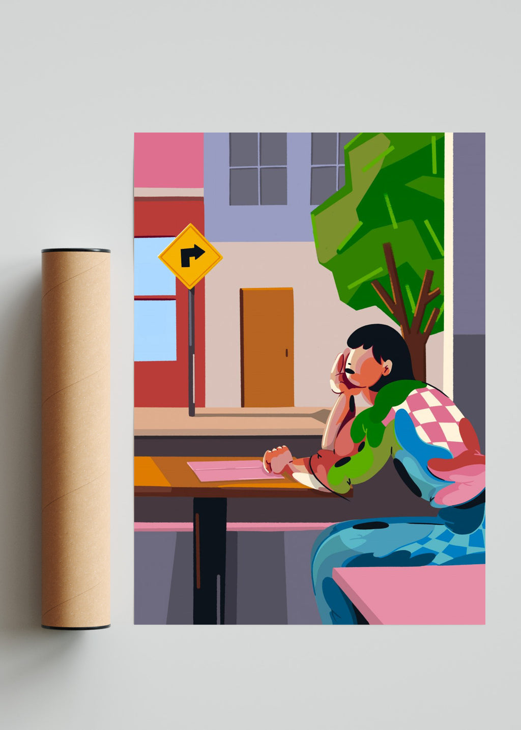 Mujer en Café - Retrato solo print