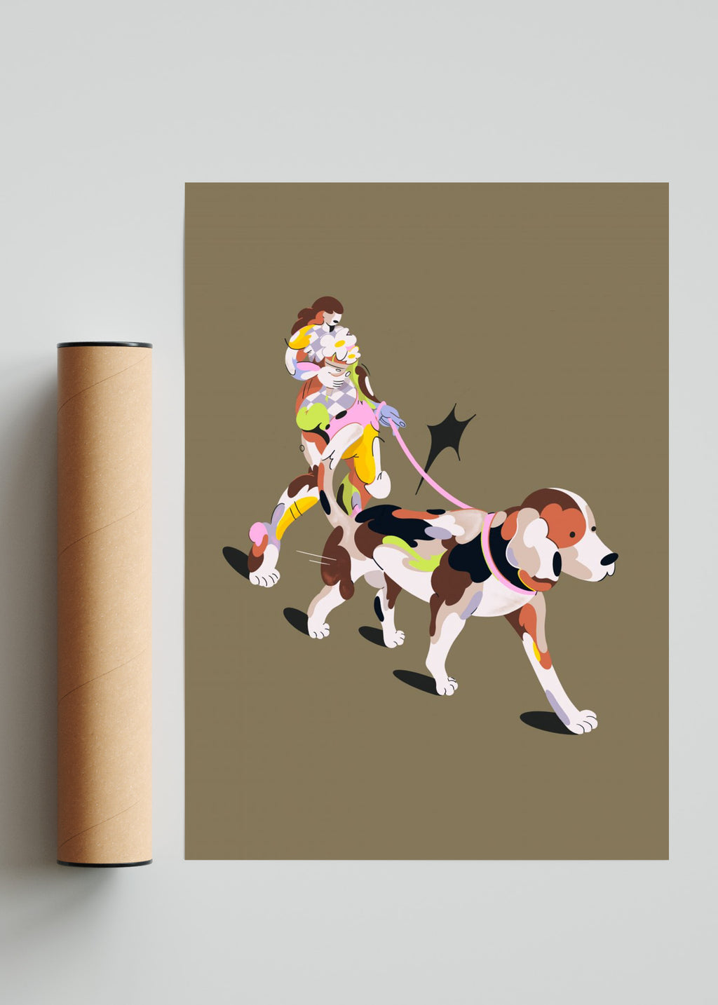 Mujer con perro - Retrato solo print