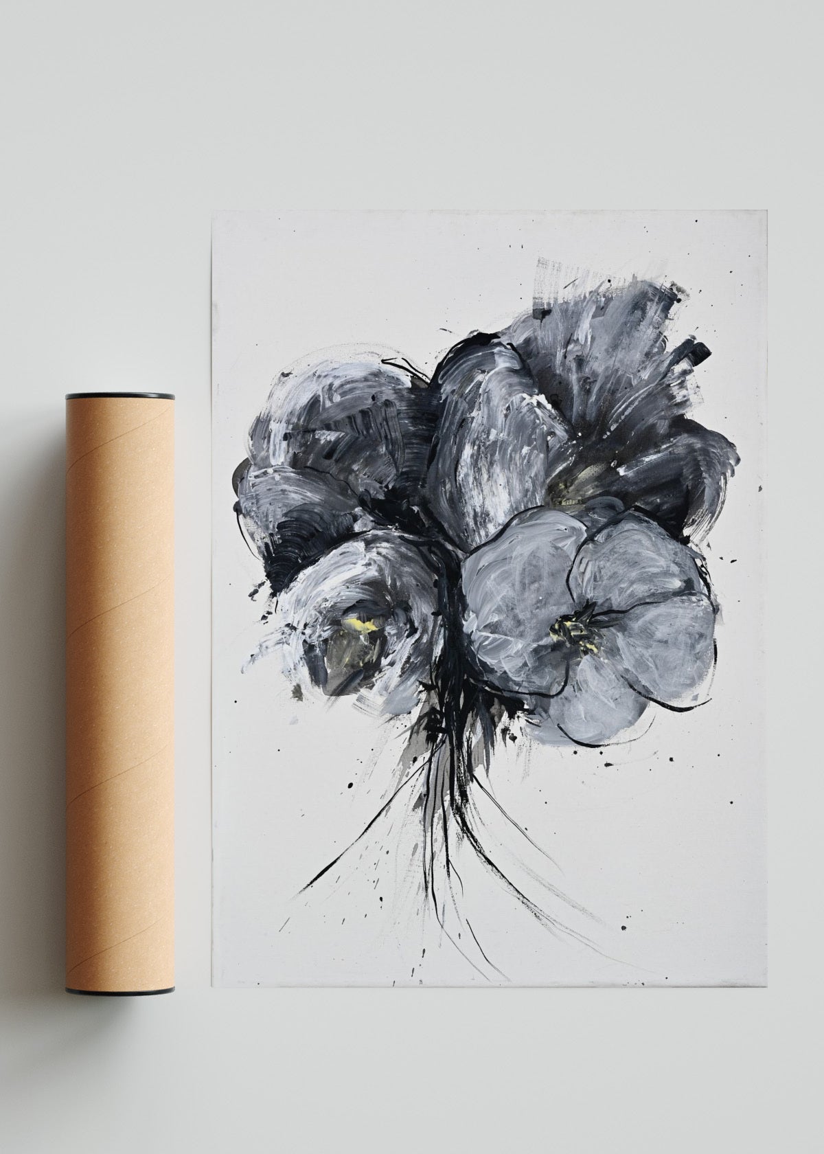 Flores grises IV - Retrato solo print
