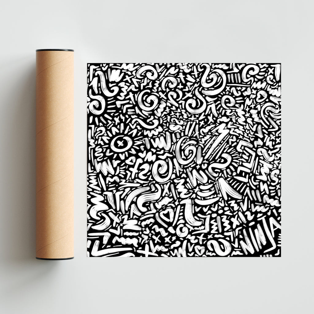 BLACK DOODLE - Cuadrado solo print