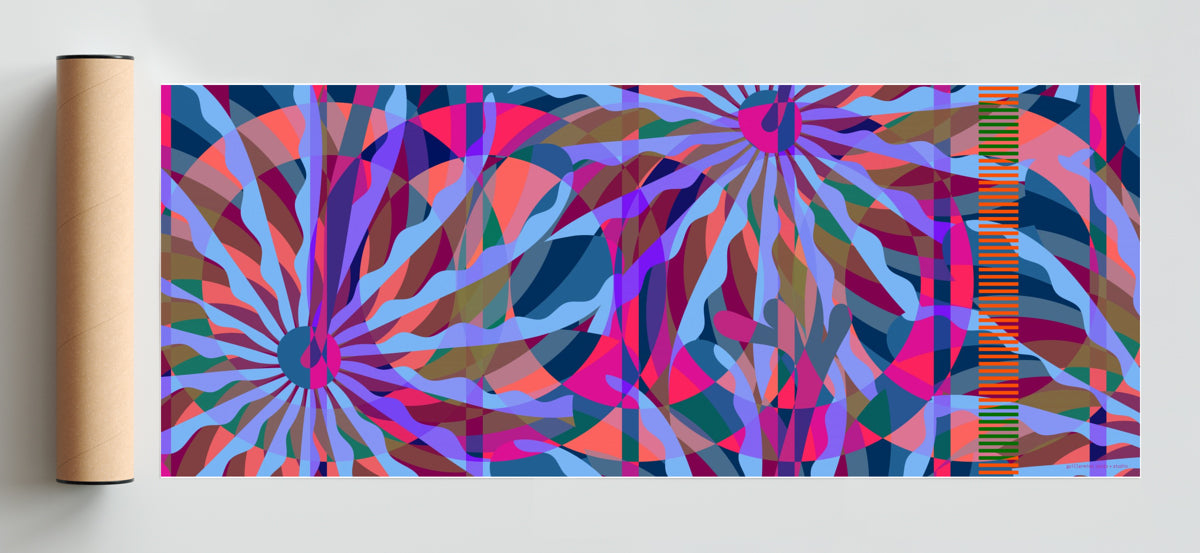 Panoramic Abstract Flower Blau - Pano H Solo print