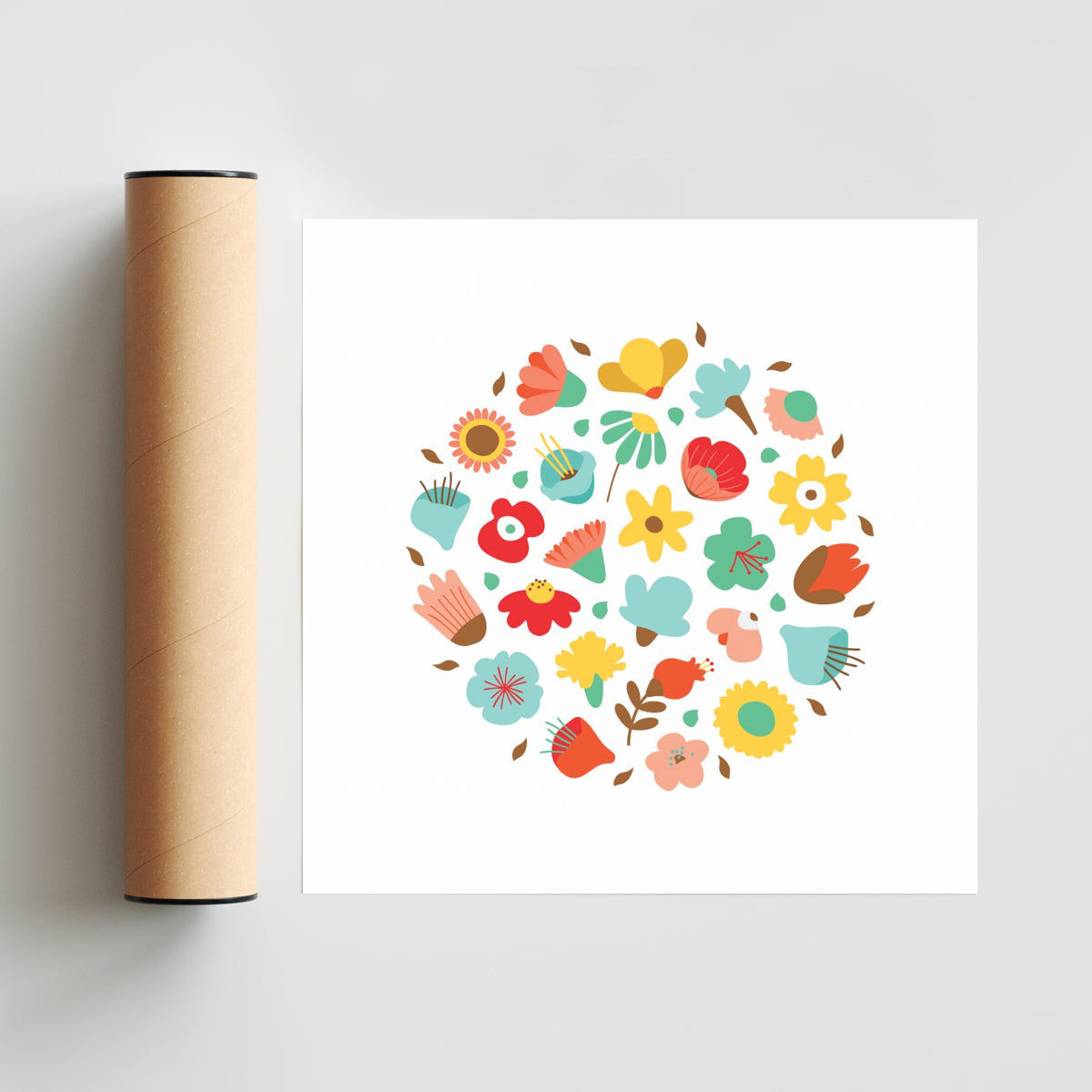 CIRCULO DE FLORES - Cuadrado solo print