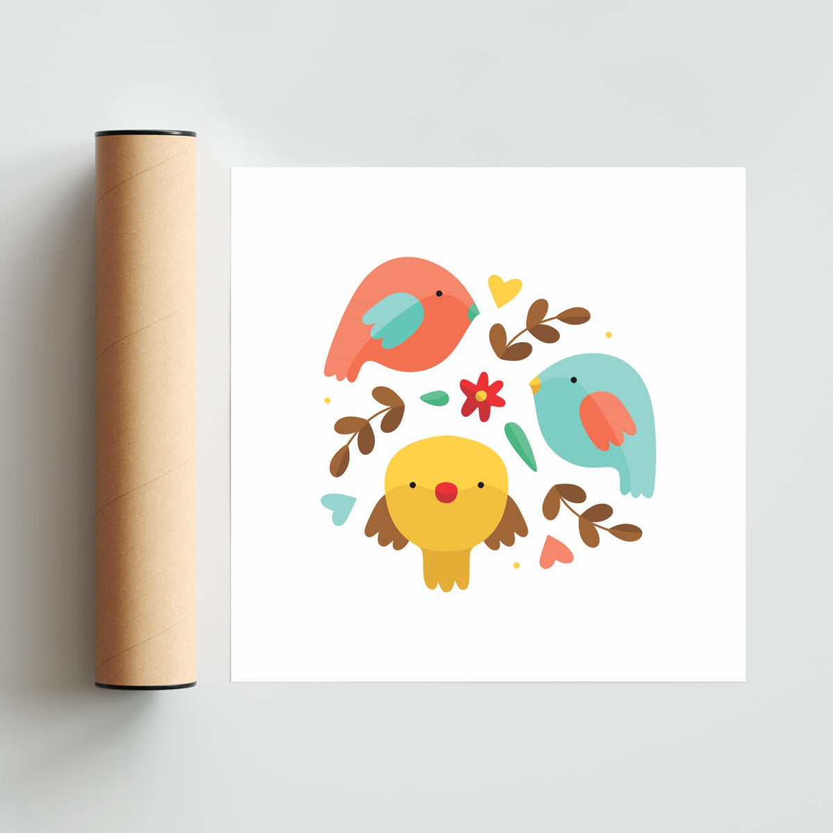 PAJARITOS - Cuadrado solo print