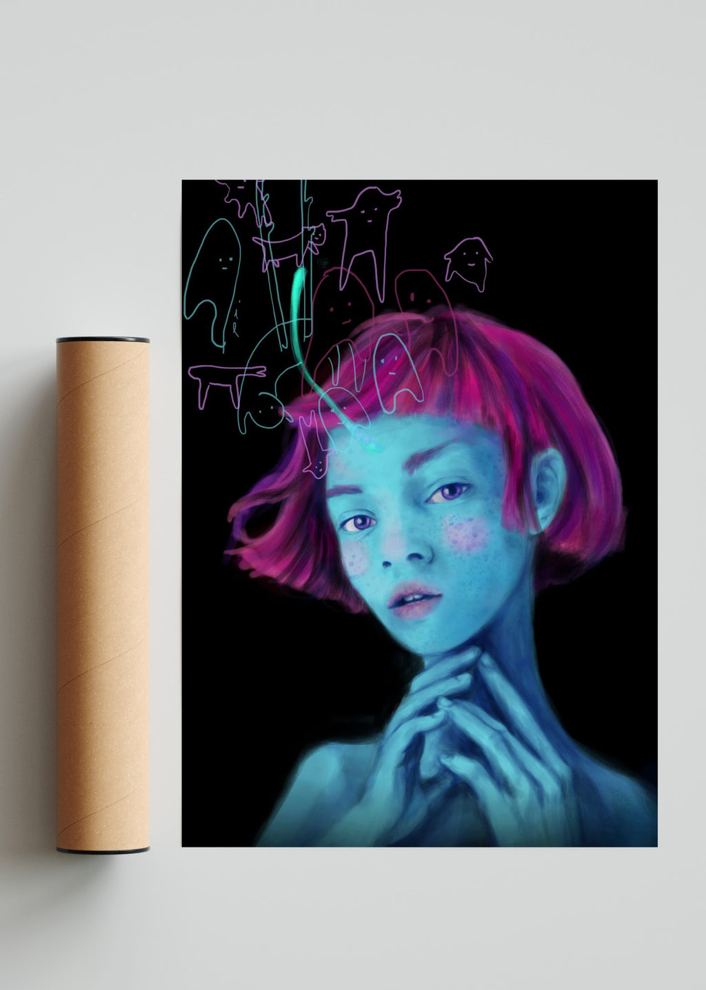 Otro retrato azul - Retrato solo print
