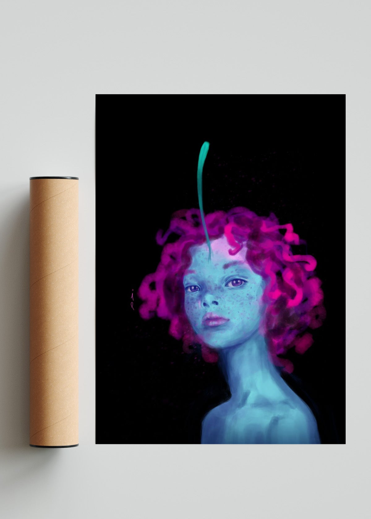 Retrato azul II - Retrato solo print
