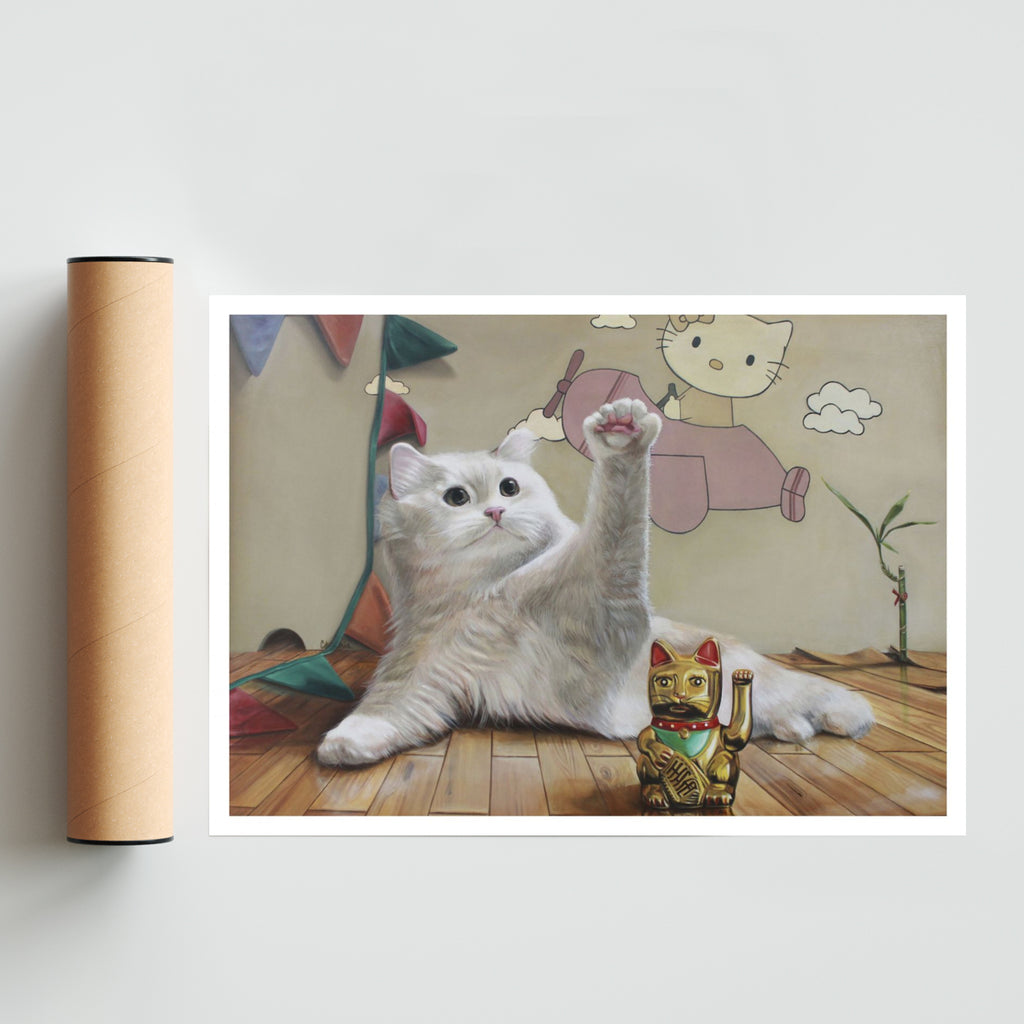 Gato de la suerte - Paisaje Solo print