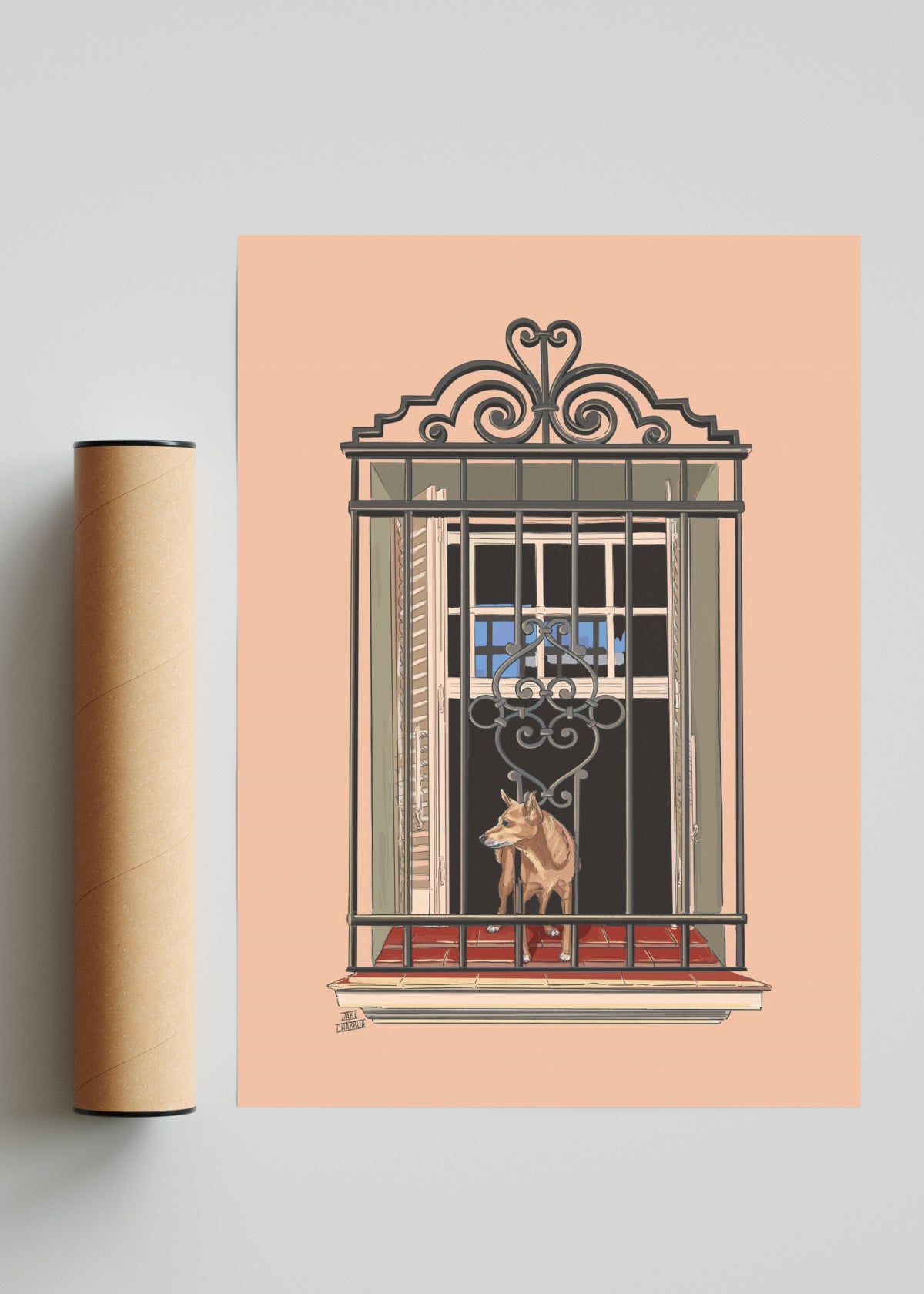 Perrito en la ventana - Retrato solo print