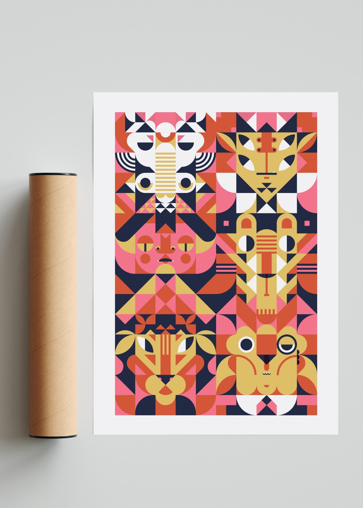 Personajes geométricos modulares - Retrato solo print