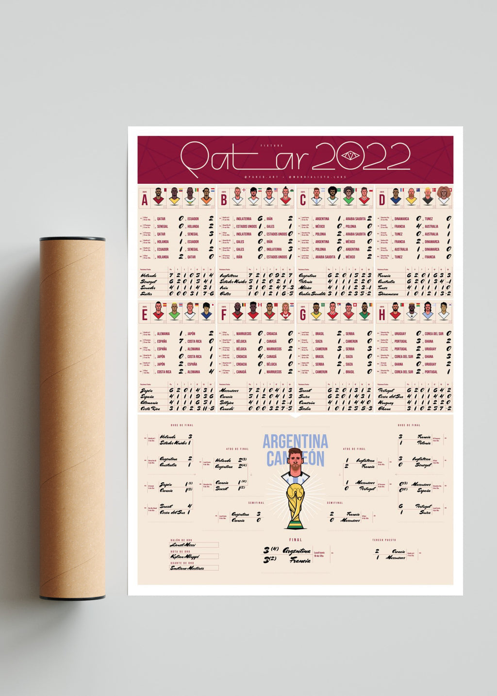 Fixture Qatar Mundial CAMPEÓN - Retrato solo print
