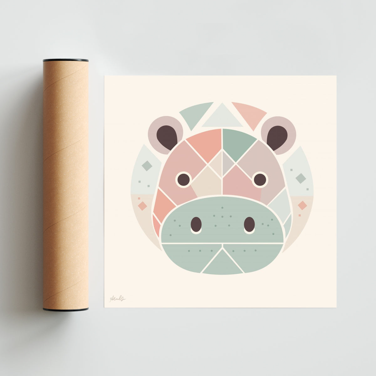 Otto el hipopótamo - Cuadrado solo print