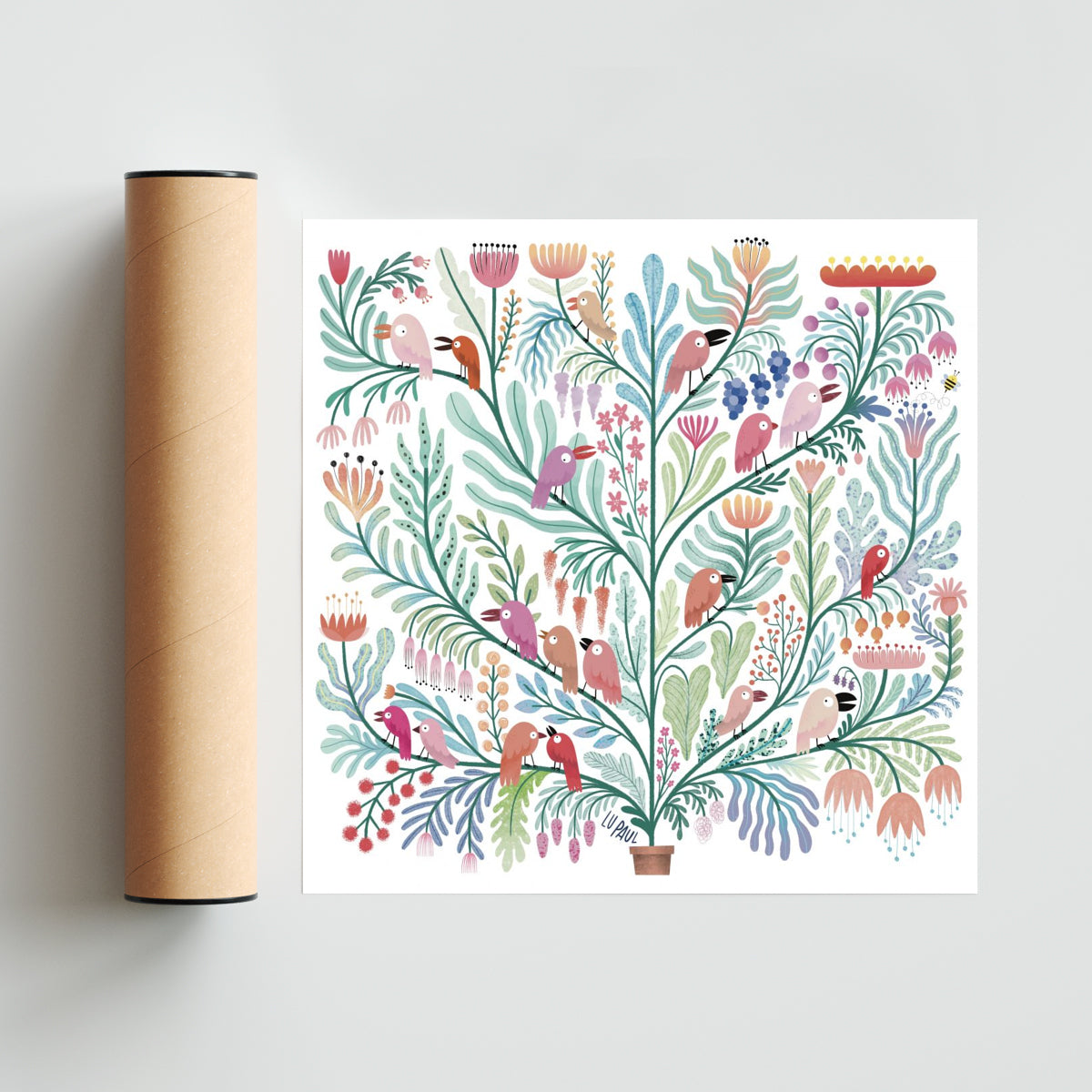 ¿Cuántos pájaros ves? (Blanco) - Cuadrado solo print