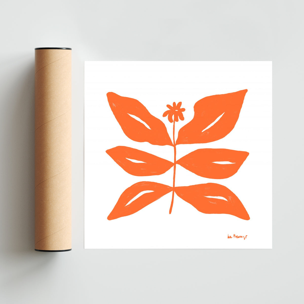 Flor naranja 8 - Cuadrado solo print