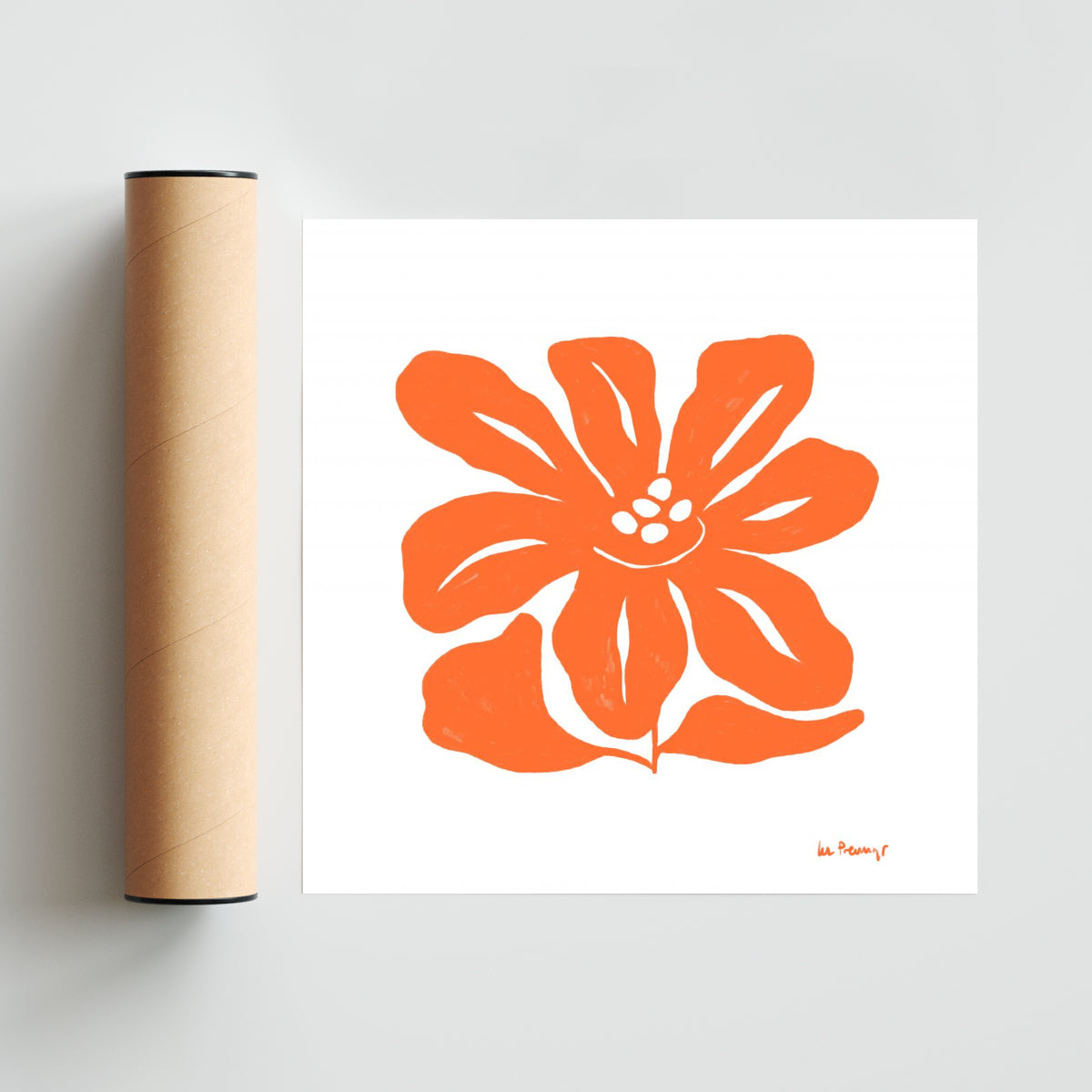 Flor naranja 9 - Cuadrado solo print