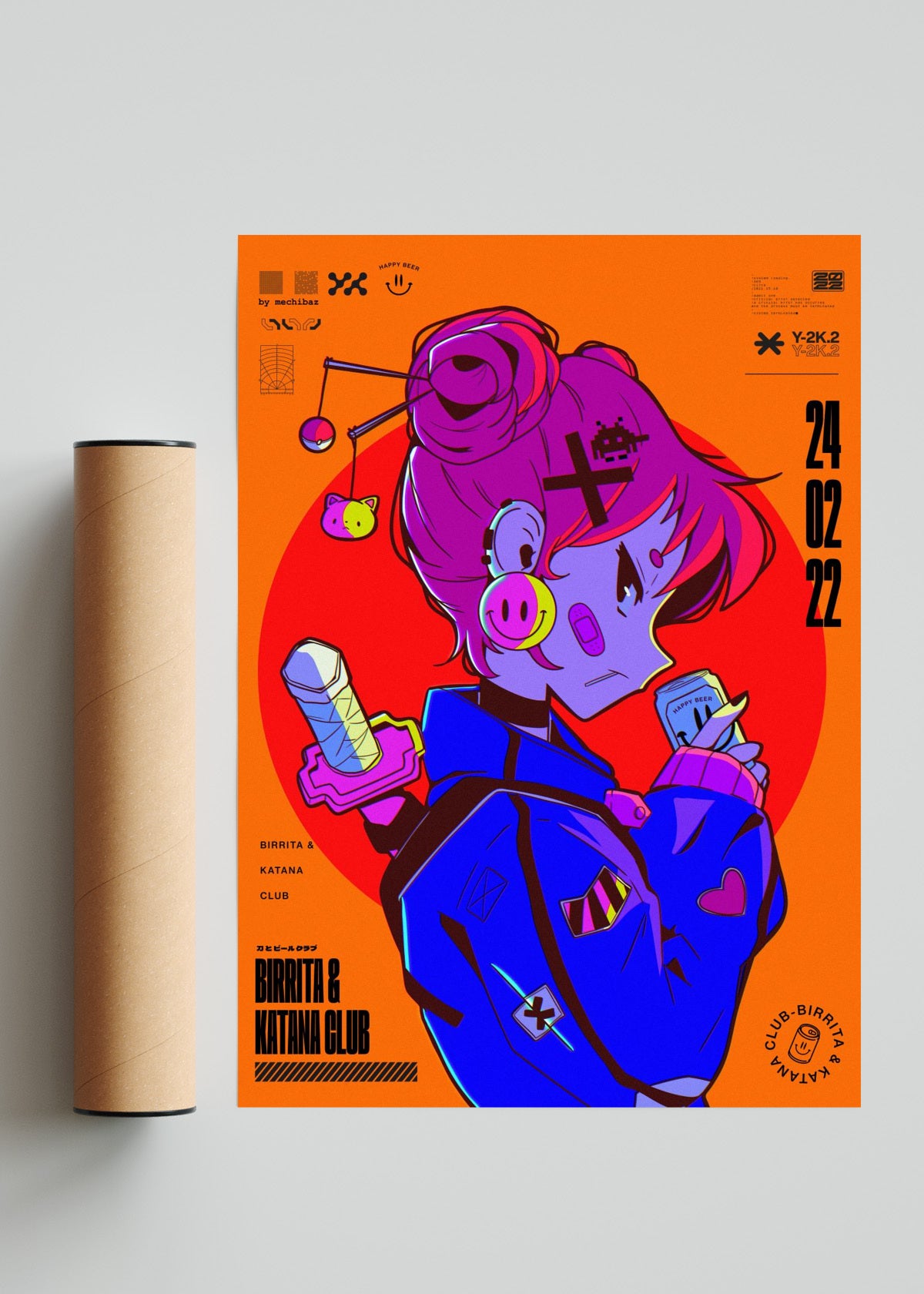 Birrita & Katana Club v1 - Retrato solo print