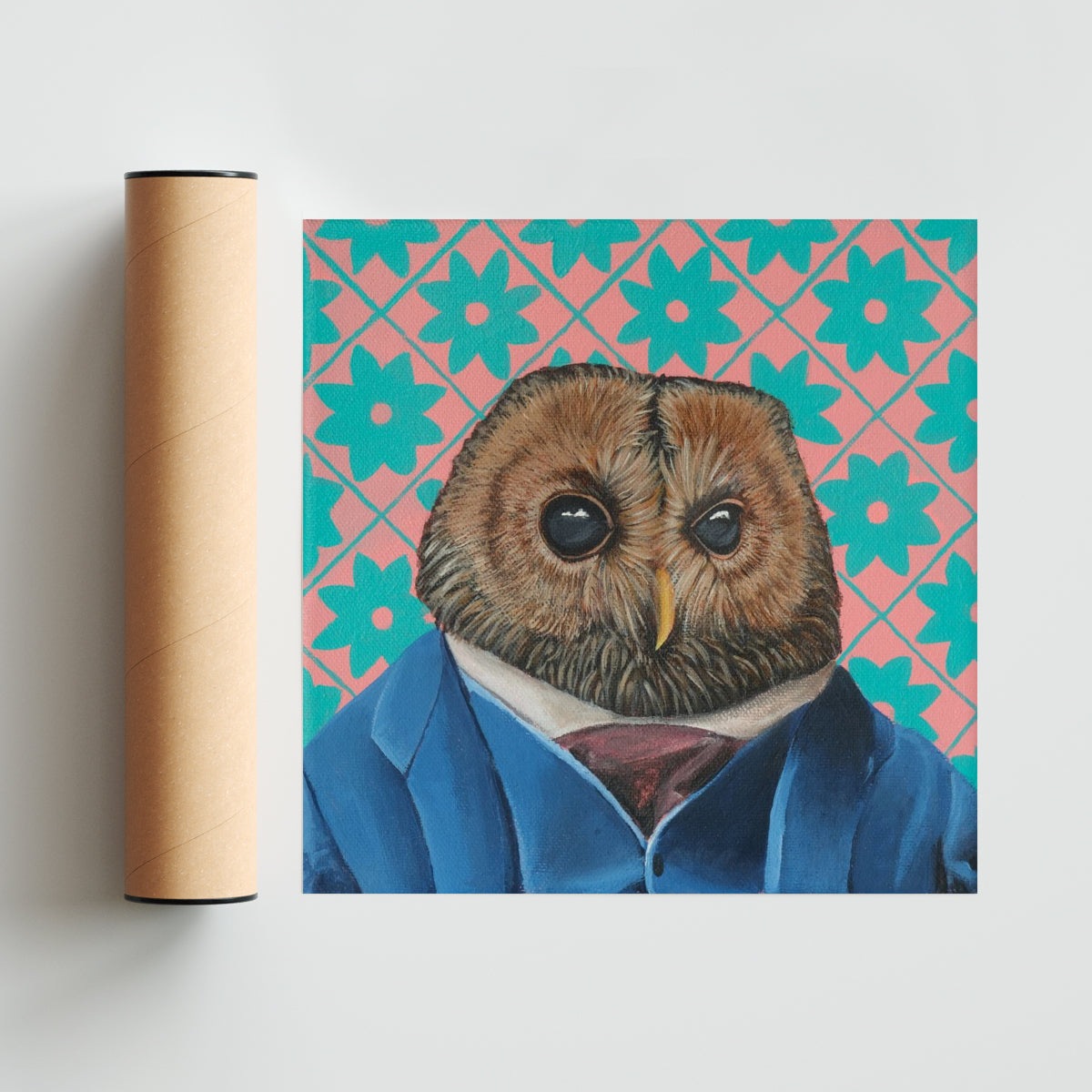 Mr. Puszczyk (el Sr. Búho) - Cuadrado solo print