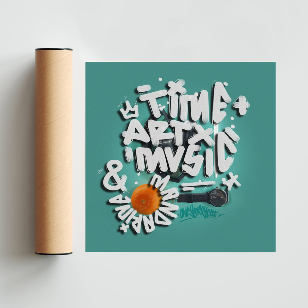 Time Art Music Mandarina - Cuadrado solo print