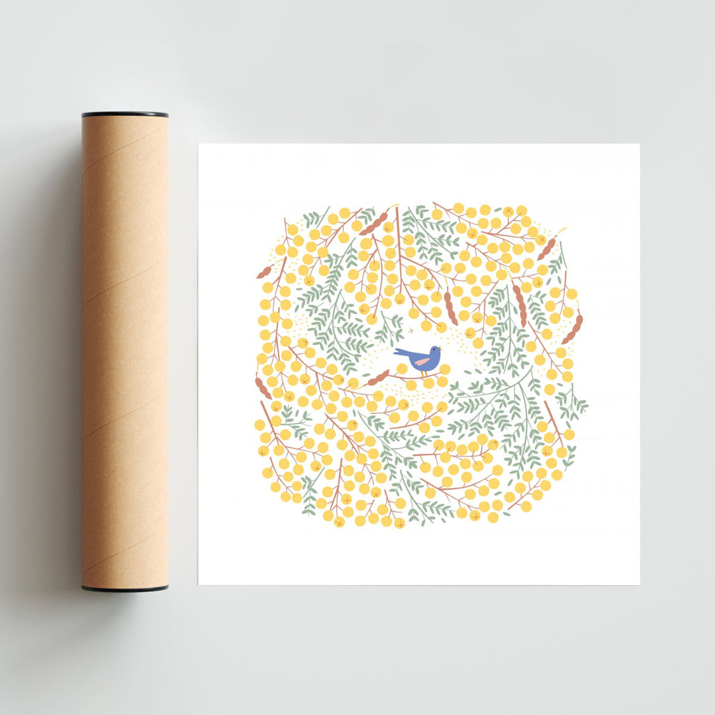 EL AROMO Y EL GORRION - Cuadrado solo print